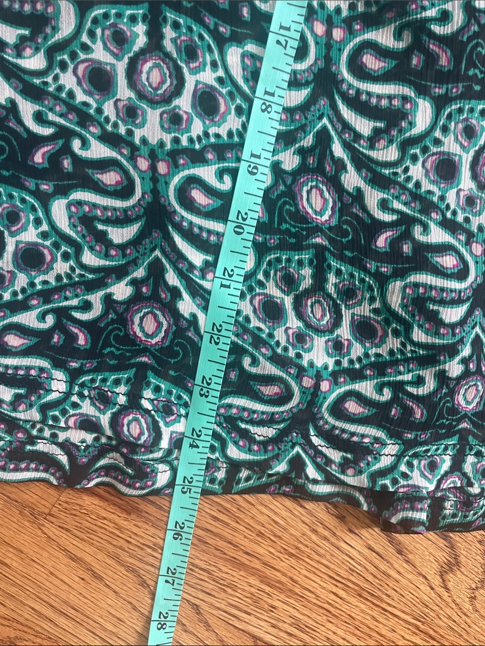 ba&sh FEL Viscose Georgette Green Paisley Long-Sleeve V-Neck Blouse Medium - Picture 7 of 9